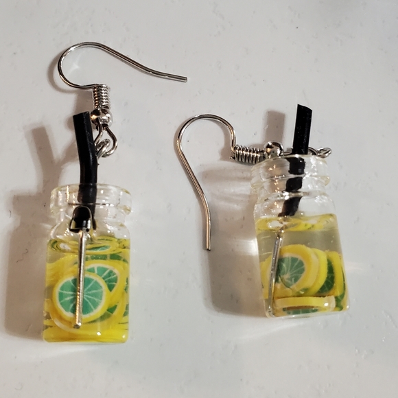 Lemonade with Limes Drink Dangle Earrings - Picture 10 of 11